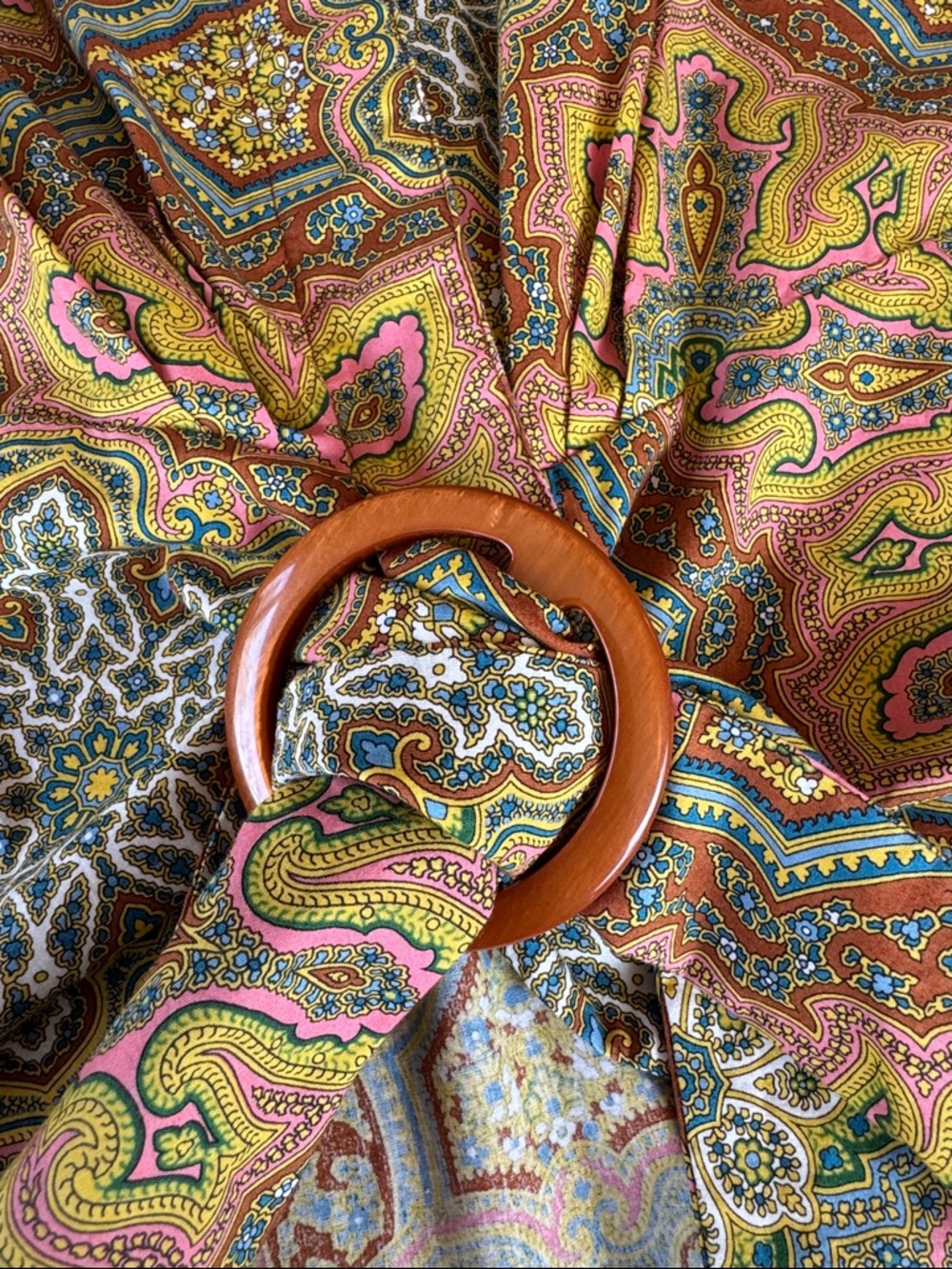 LaFayette 148 cotton brown pink paisley front‎ tie button down NWOT size 16 - Picture 6 of 11
